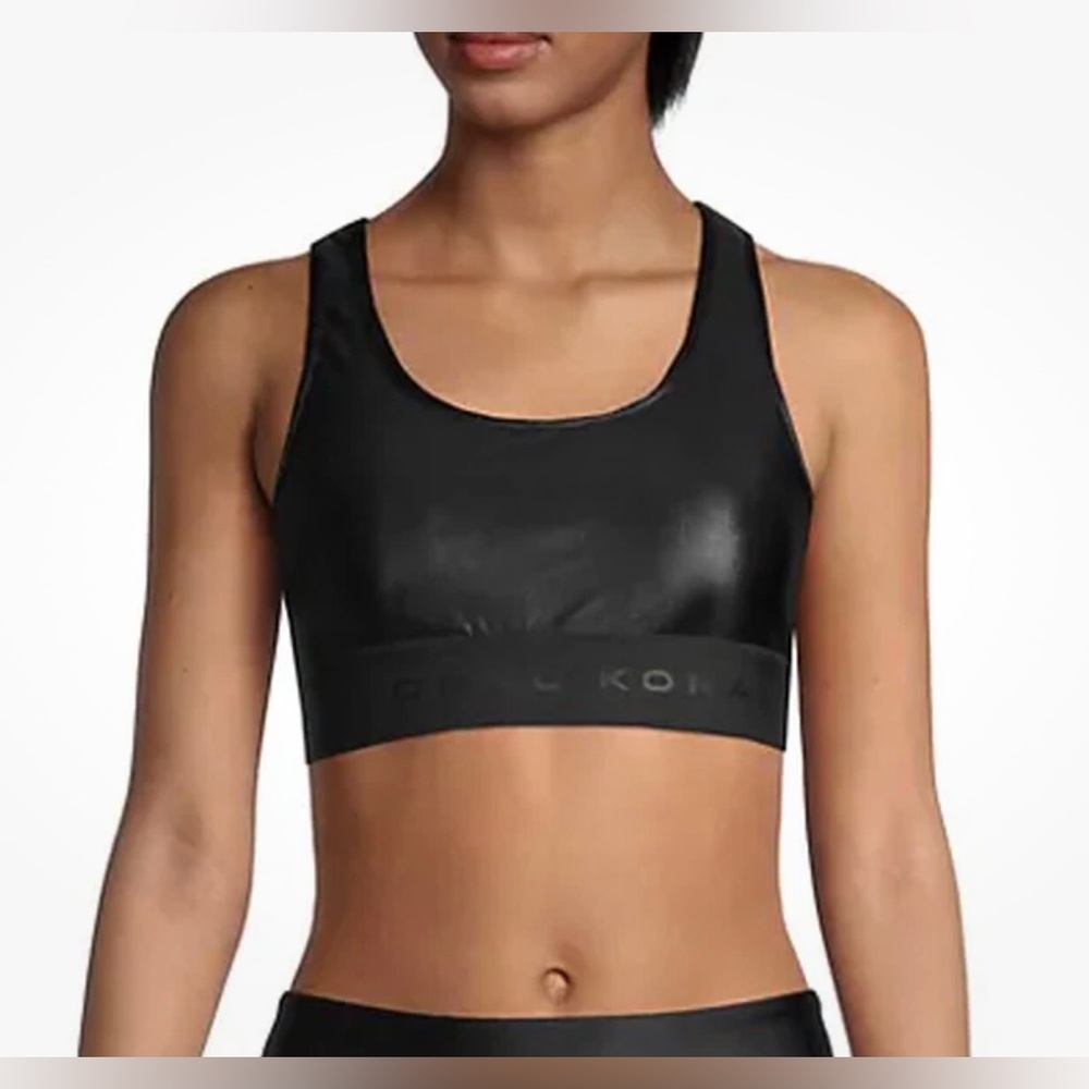 Koral Women’s Mesh-Back Racerback Black Pink Sports Bra Size S